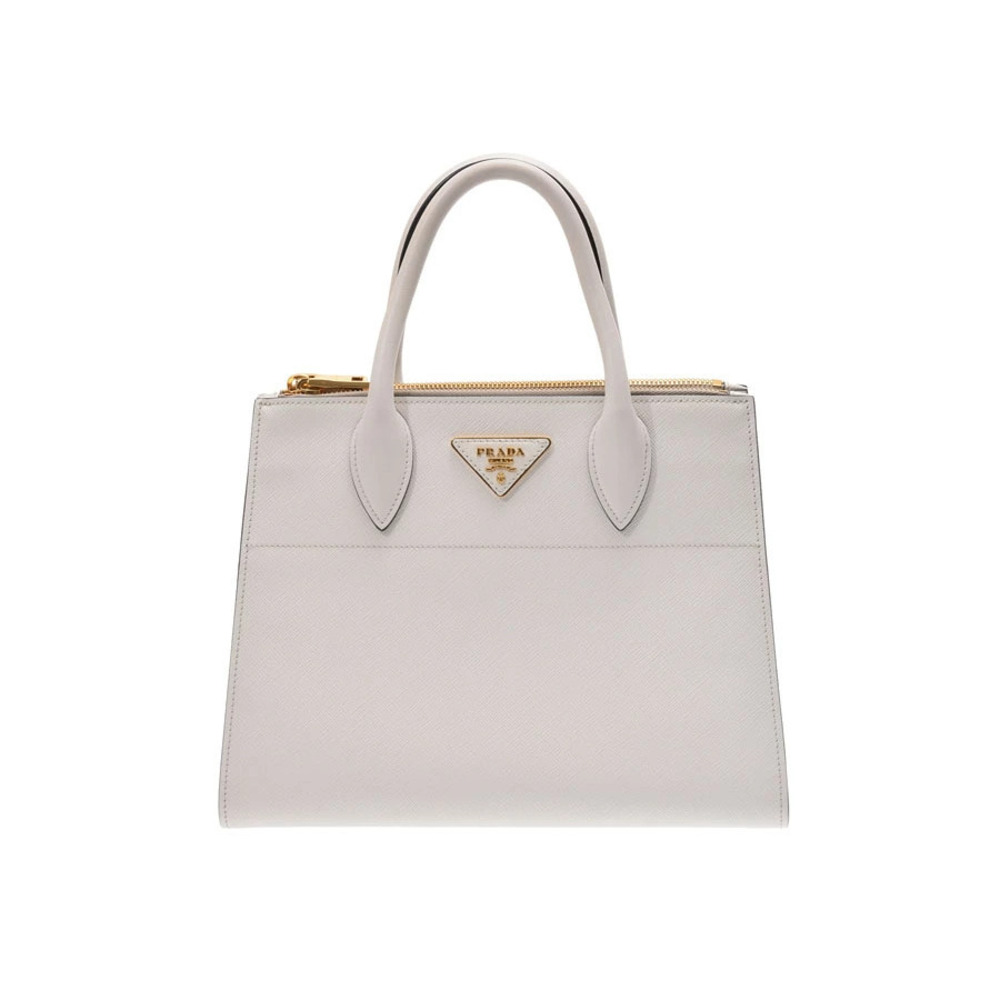Prada Paradi Handbag White Black Saffiano Leather Strap